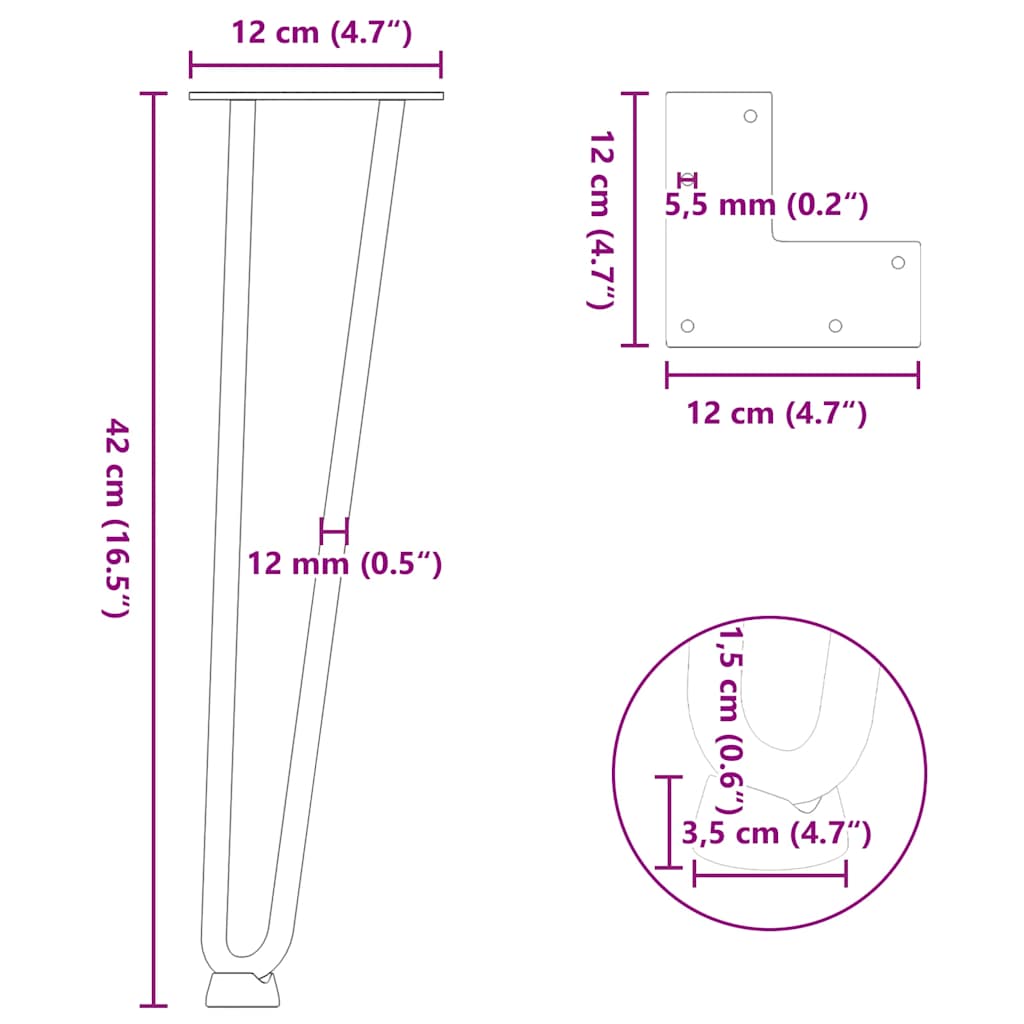 Hairpin Legs for Coffee Table 4 pcs White 42 cm Solid Steel