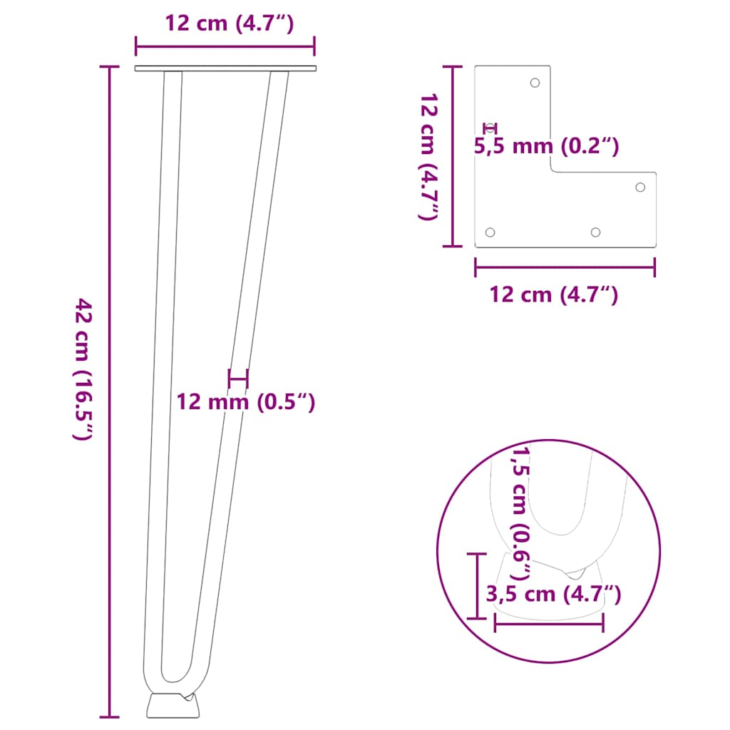 Hairpin Legs for Coffee Table 4 pcs Anthracite 42 cm Solid Steel