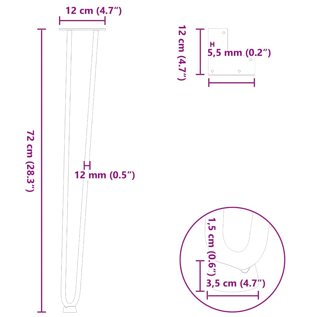 hairpin legs for console tables for Console Table 4 pcs Anthracite 72 cm Solid Steel