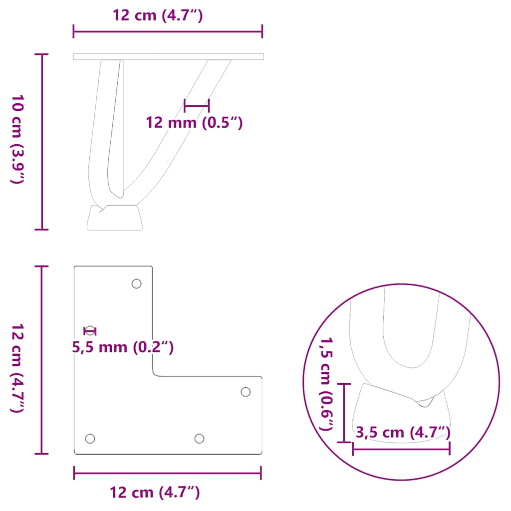 Hairpin Legs for Coffee Table 4 pcs Black 10 cm Solid Steel