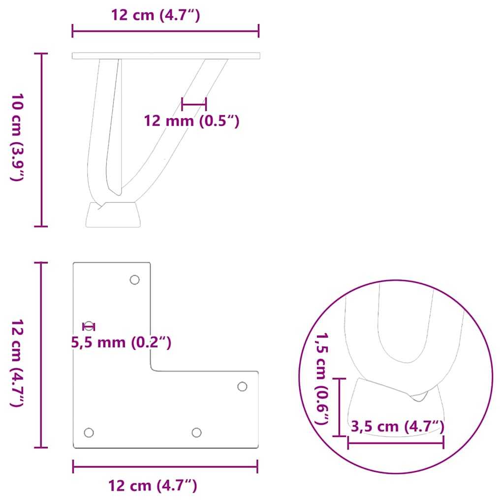 Hairpin Legs for Coffee Table 4 pcs Anthracite 10 cm Solid Steel