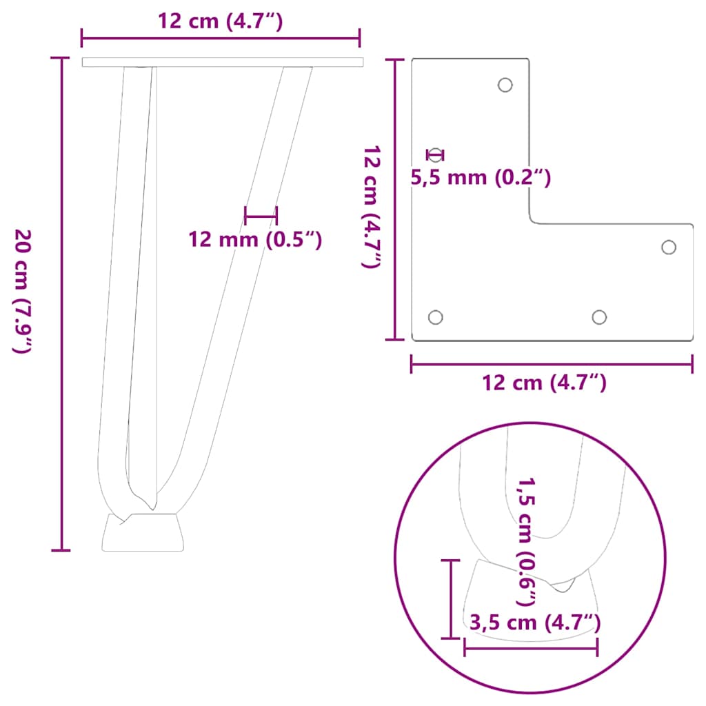 Hairpin Legs for Coffee Table 4 pcs White 20 cm Solid Steel
