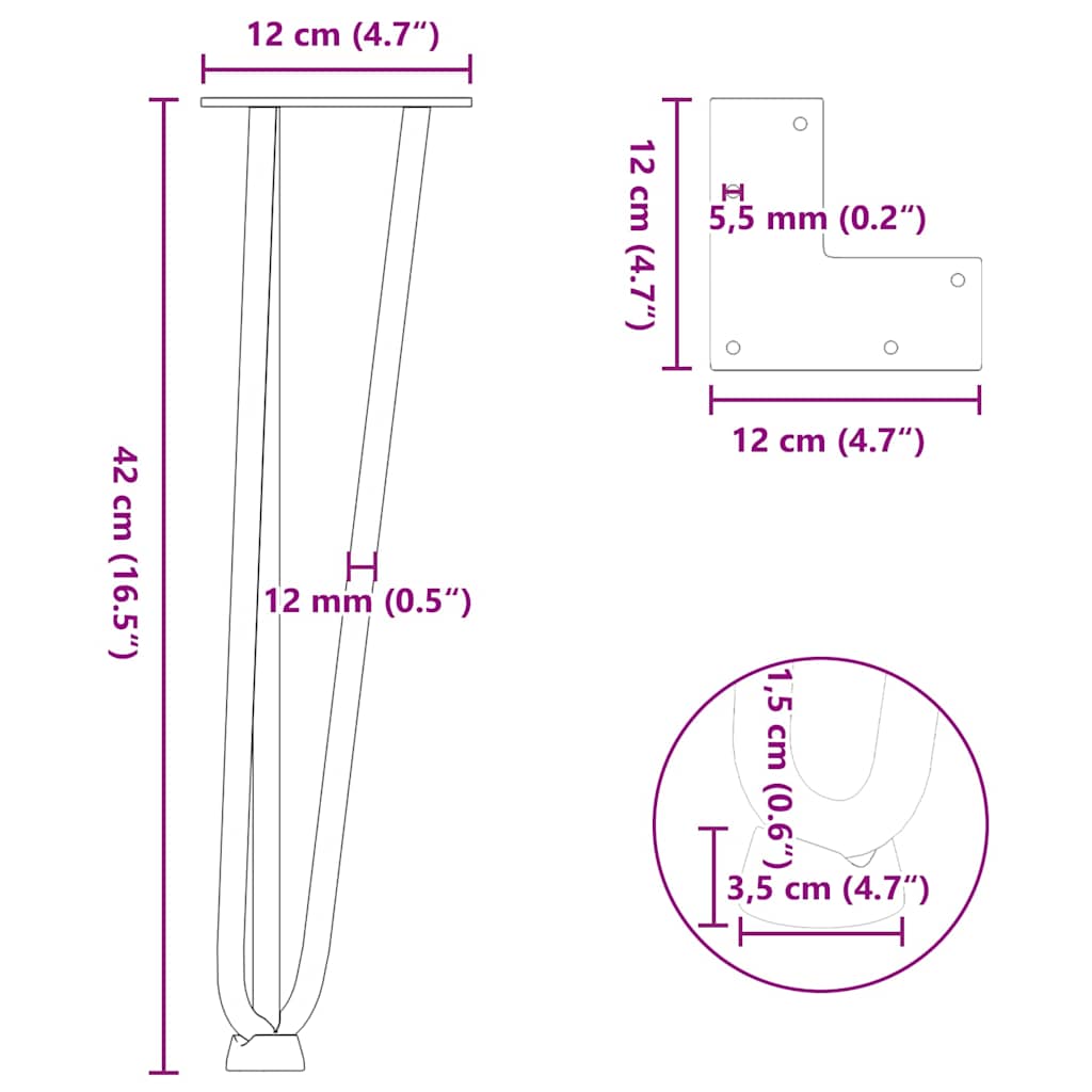 Hairpin Legs for Coffee Table 4 pcs White 42 cm Solid Steel
