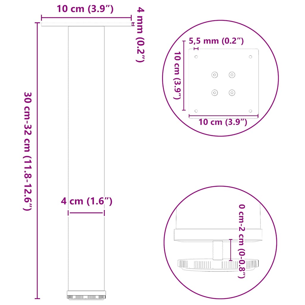 Coffee Table Legs 4 pcs Anthracite 30-32 cm Steel