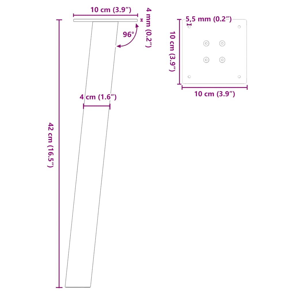 Coffee Table Legs 4 pcs Black 42 cm Steel