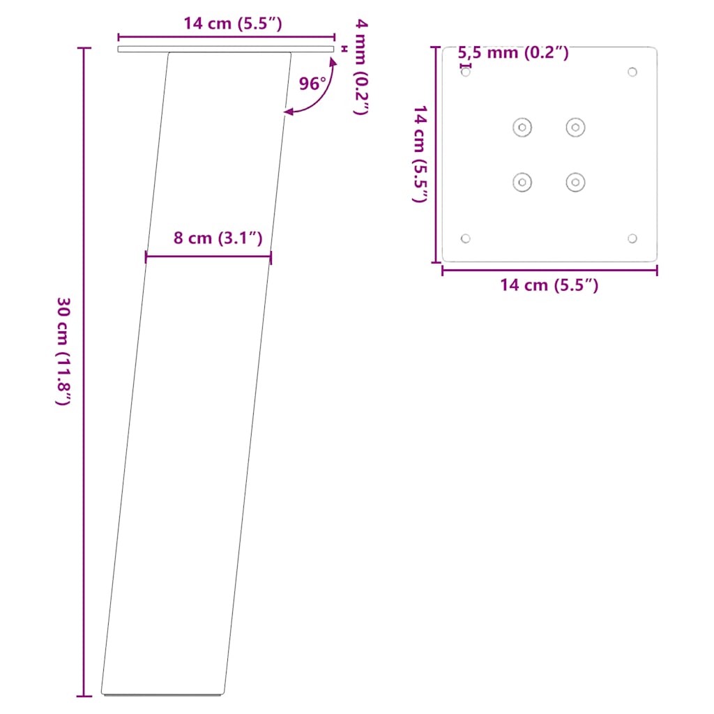 Coffee Table Legs 4 pcs Anthracite 30 cm Steel
