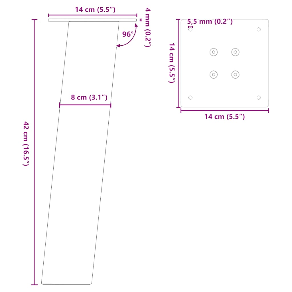Coffee Table Legs 4 pcs Anthracite 42 cm Steel