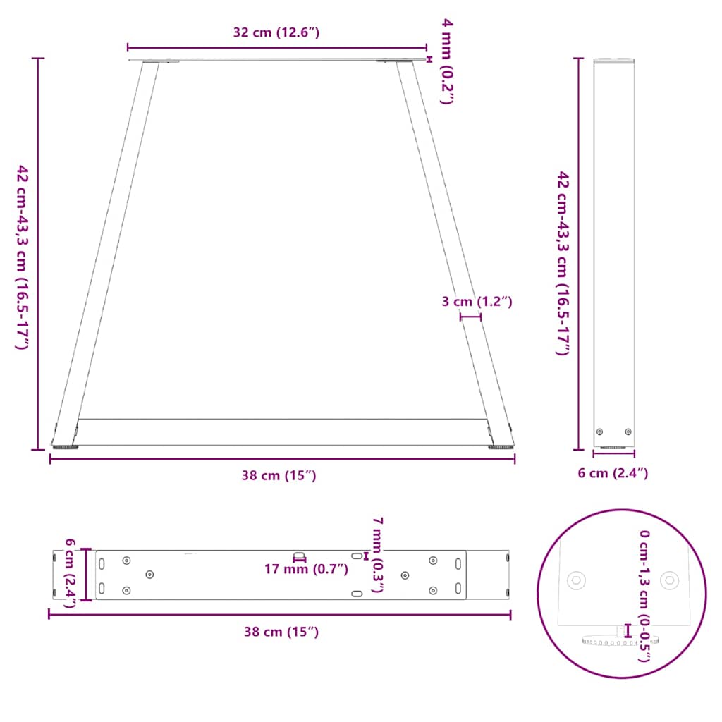 Coffee Table Legs V-Shape 2 pcs Anthracite 38x(42-43.3) cm Steel