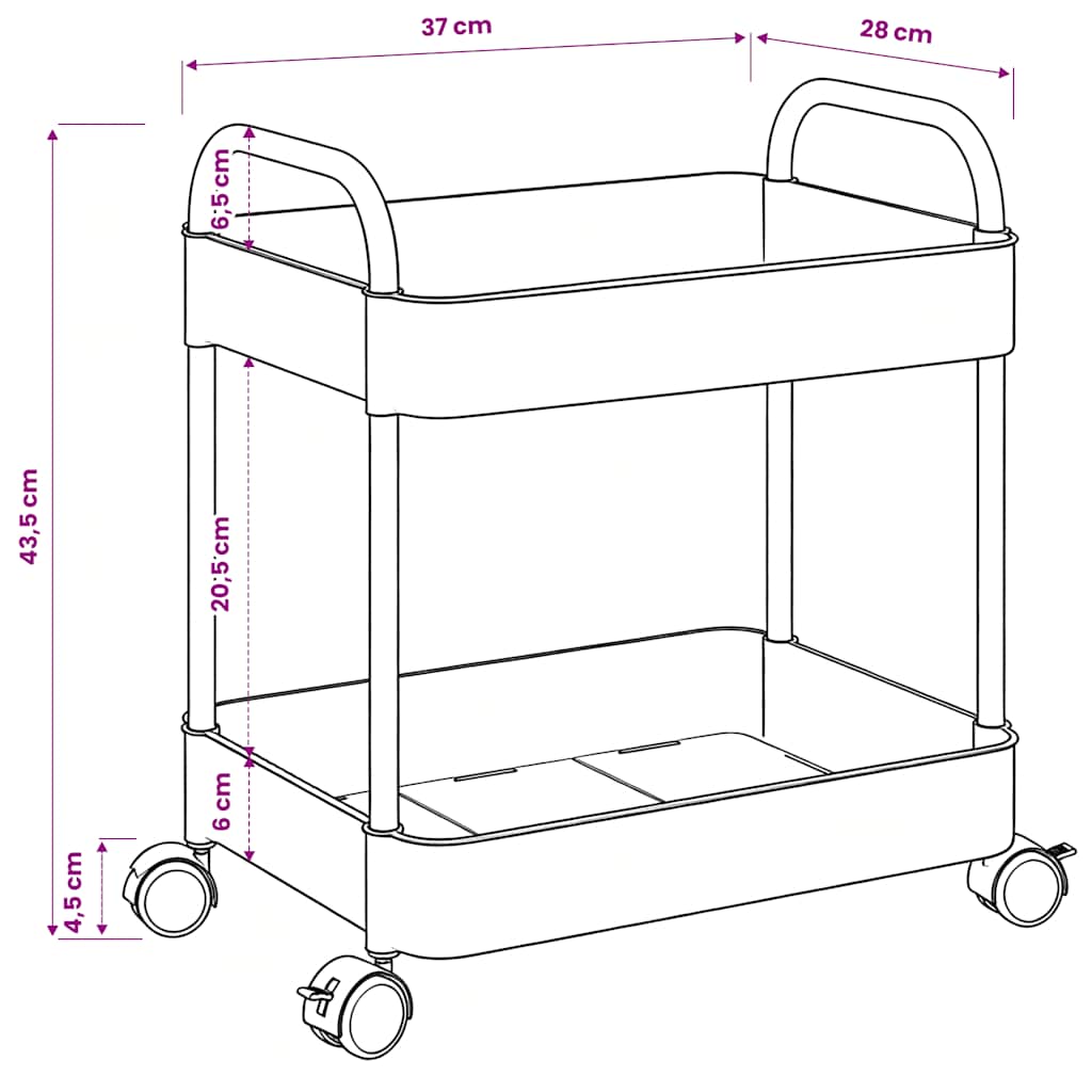 Storage Trolley 2-Tier Transparent 37x28x43.5 cm Acrylic