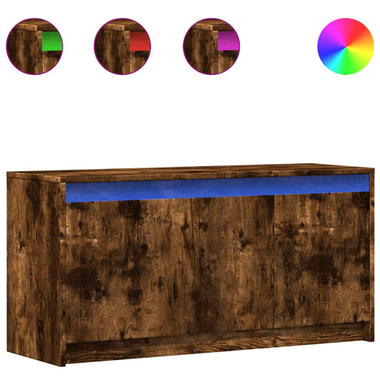 TV Cabinet with LED Smoked Oak 100x34x50 cm Engineered Wood