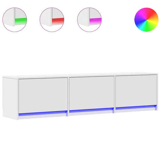 TV Cabinet with LED White 165x34x40 cm Engineered Wood