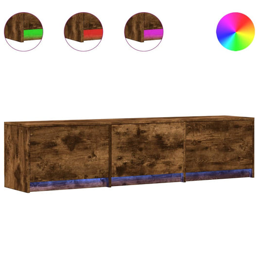 TV Cabinet with LED Smoked Oak 165x34x40 cm Engineered Wood