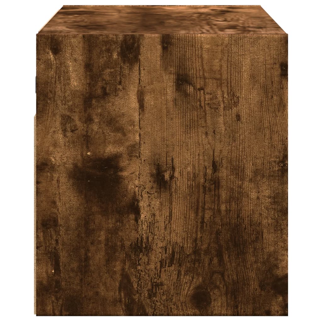 TV Wall Cabinet with LED Lights Smoked Oak 100x31x35 cm