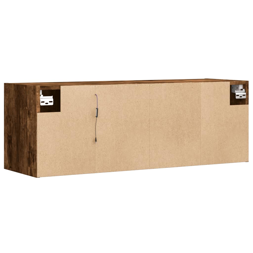 TV Wall Cabinet with LED Lights Smoked Oak 100x31x35 cm