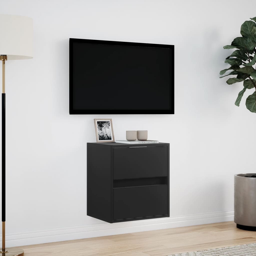 TV Wall Cabinet with LED Lights Black 41x31x45 cm