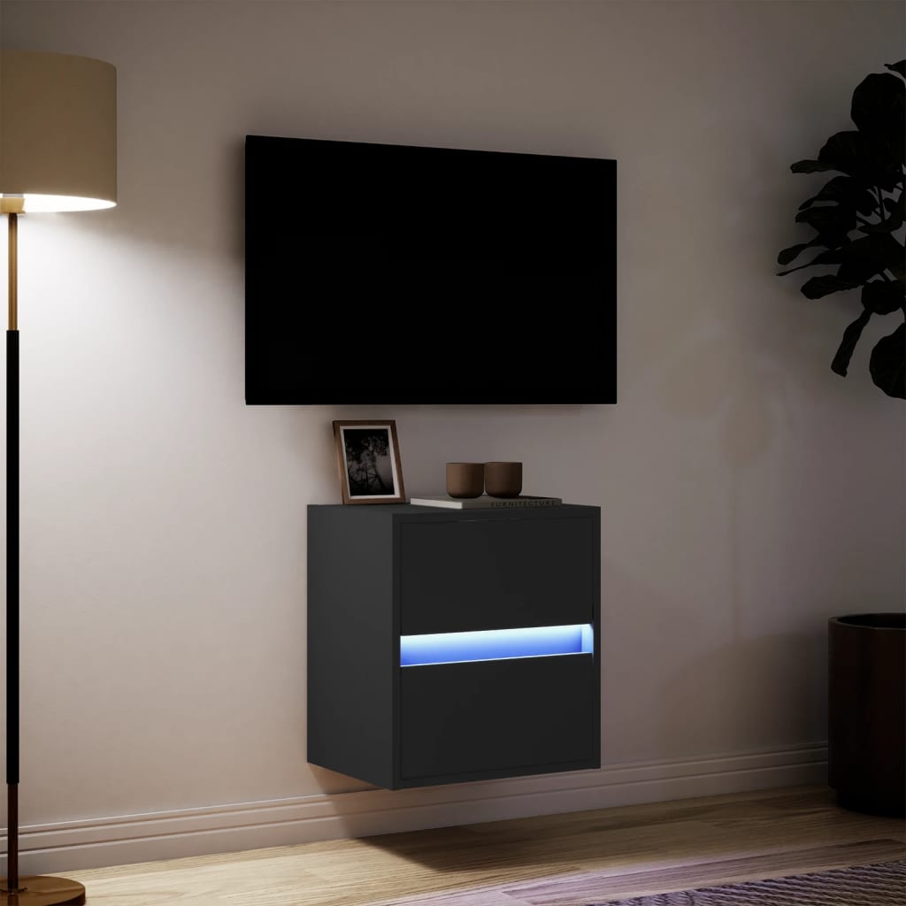 TV Wall Cabinet with LED Lights Black 41x31x45 cm