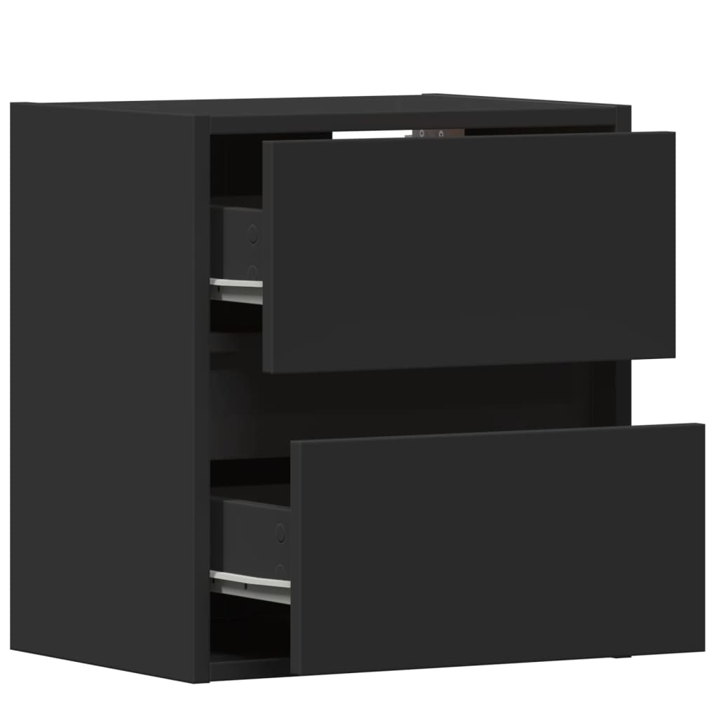 TV Wall Cabinet with LED Lights Black 41x31x45 cm