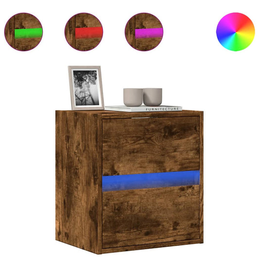 TV Wall Cabinet with LED Lights Smoked Oak 41x31x45 cm