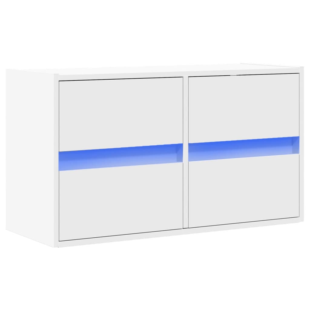 TV Wall Cabinet with LED Lights White 80x31x45 cm