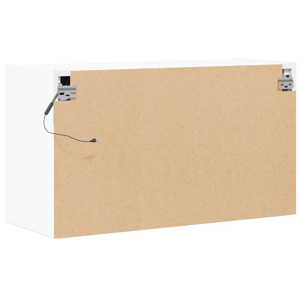 TV Wall Cabinet with LED Lights White 80x31x45 cm