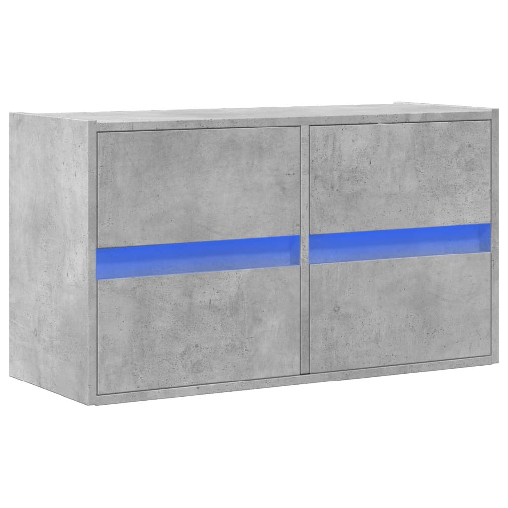TV Wall Cabinet with LED Lights Concrete Grey 80x31x45 cm