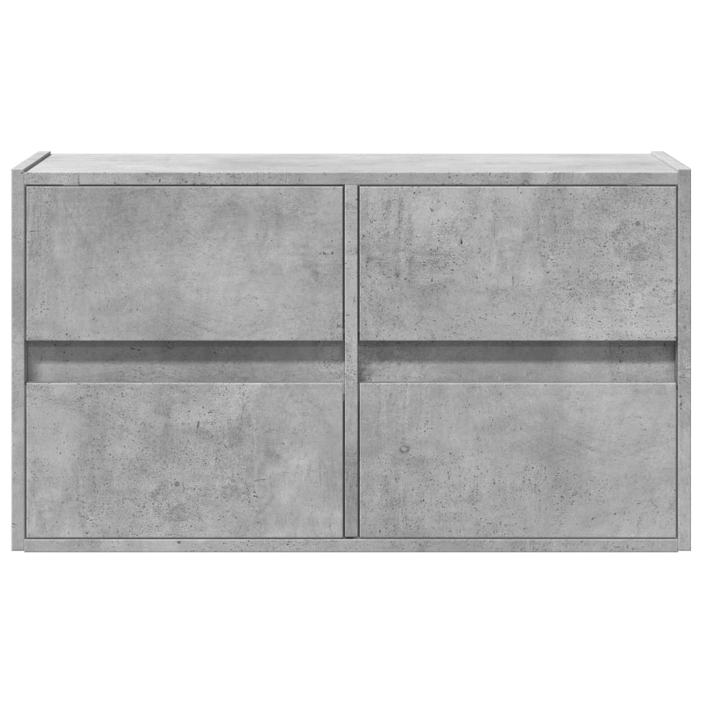 TV Wall Cabinet with LED Lights Concrete Grey 80x31x45 cm