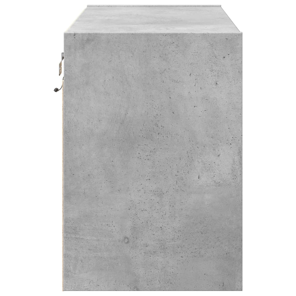 TV Wall Cabinet with LED Lights Concrete Grey 80x31x45 cm