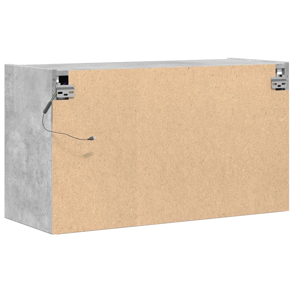 TV Wall Cabinet with LED Lights Concrete Grey 80x31x45 cm