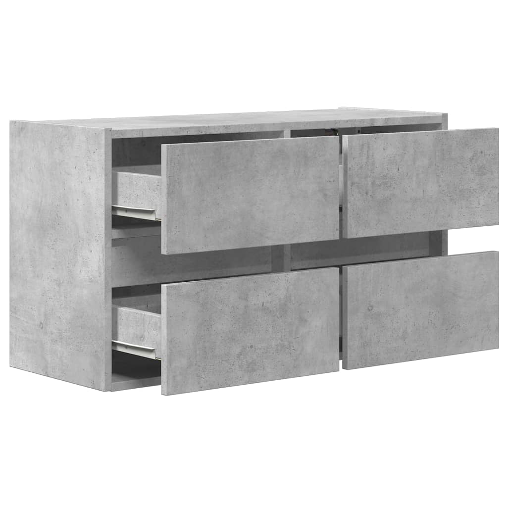 TV Wall Cabinet with LED Lights Concrete Grey 80x31x45 cm