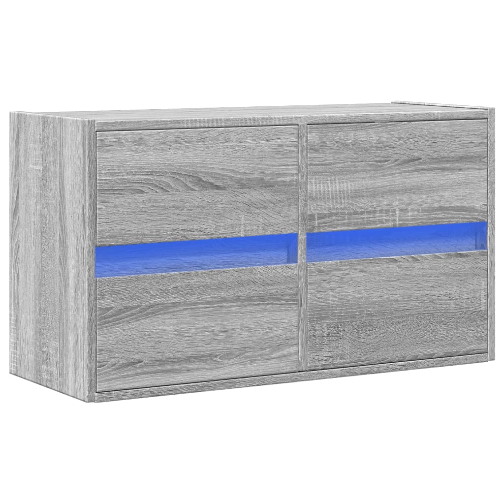 TV Wall Cabinet with LED Lights Grey Sonoma 80x31x45 cm