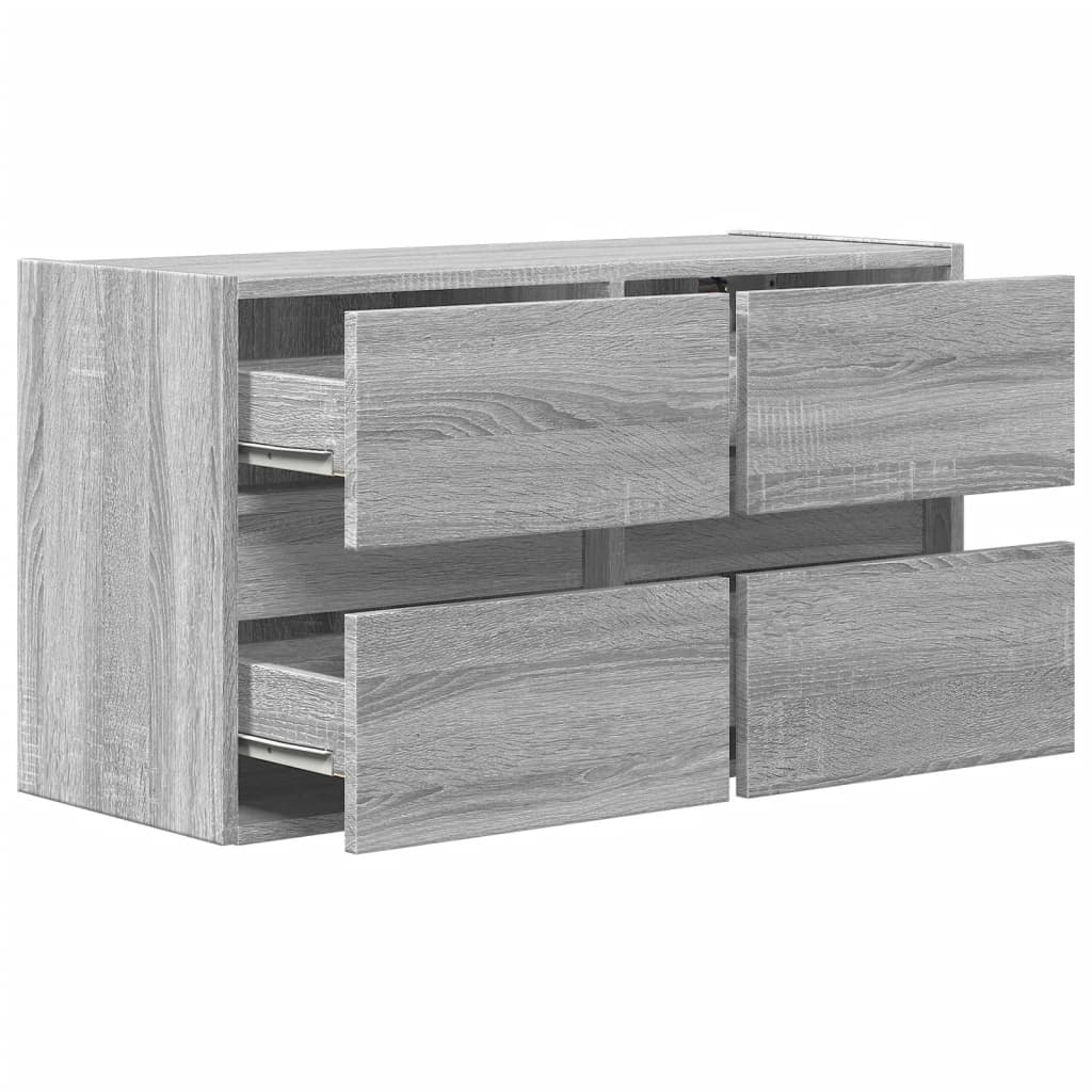 TV Wall Cabinet with LED Lights Grey Sonoma 80x31x45 cm