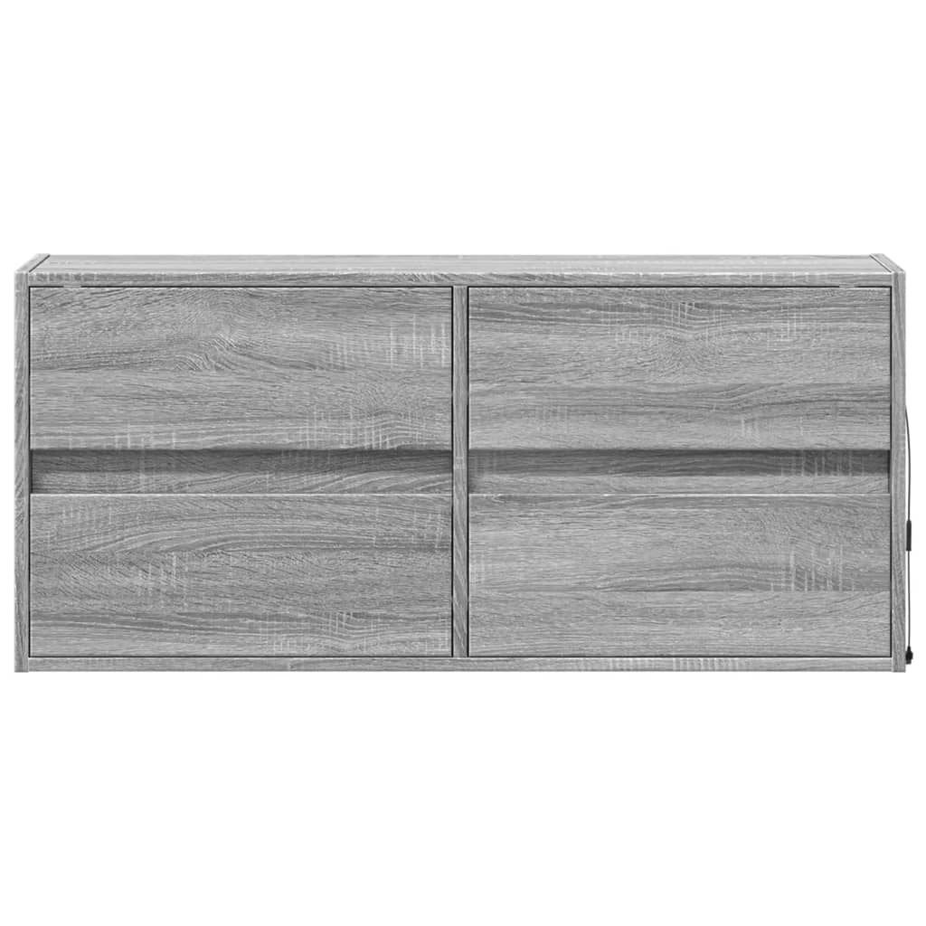 TV Wall Cabinet with LED Lights Grey Sonoma 100x31x45 cm