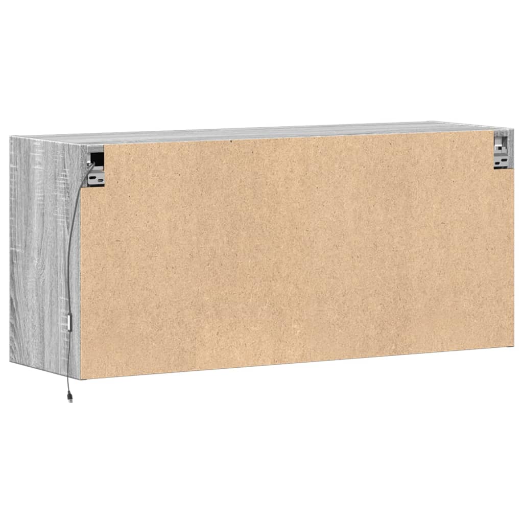 TV Wall Cabinet with LED Lights Grey Sonoma 100x31x45 cm