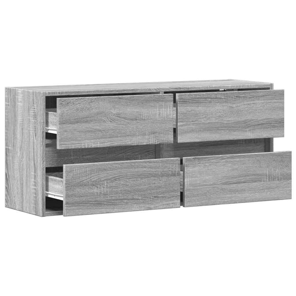 TV Wall Cabinet with LED Lights Grey Sonoma 100x31x45 cm