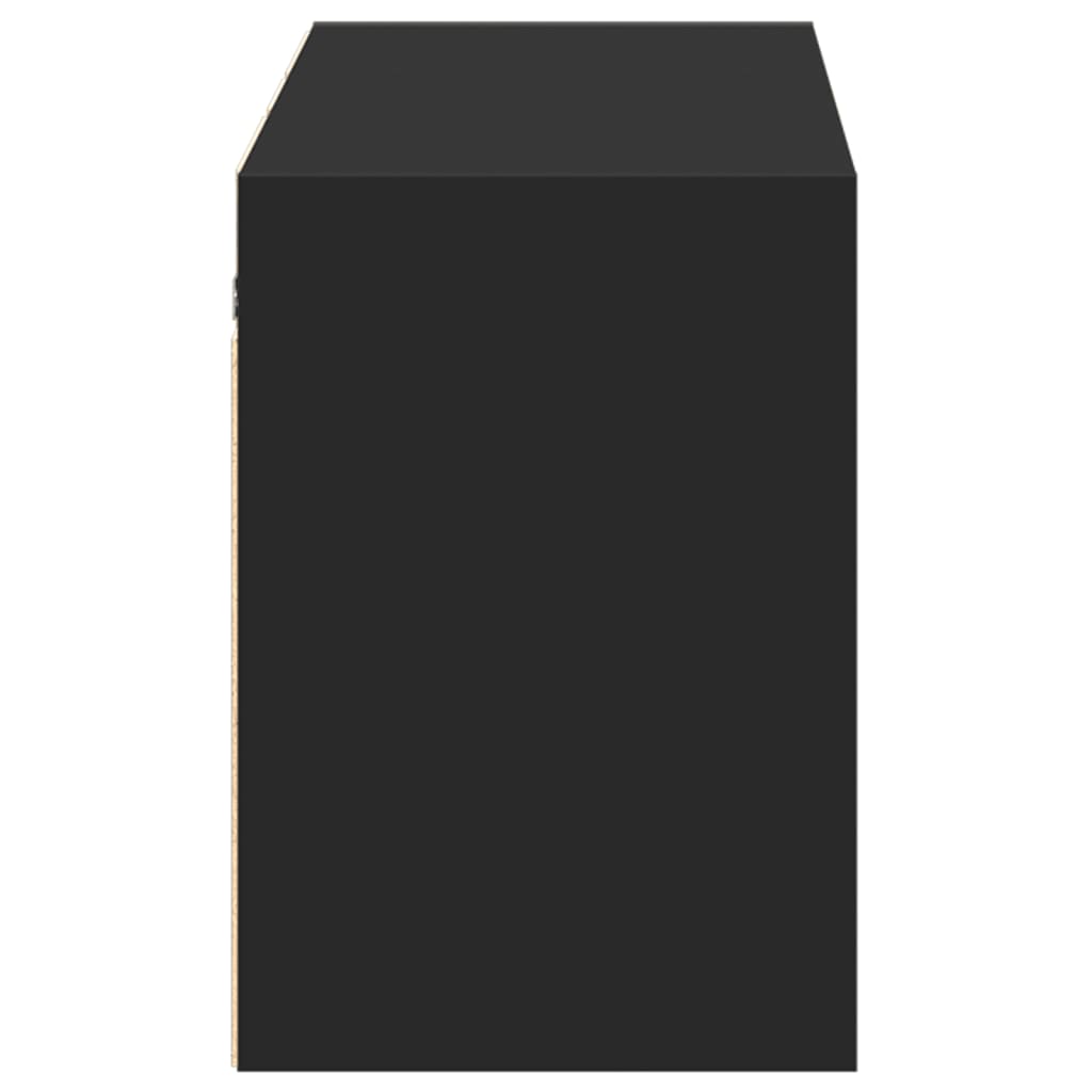 TV Wall Cabinet with LED Lights Black 130x31x45 cm