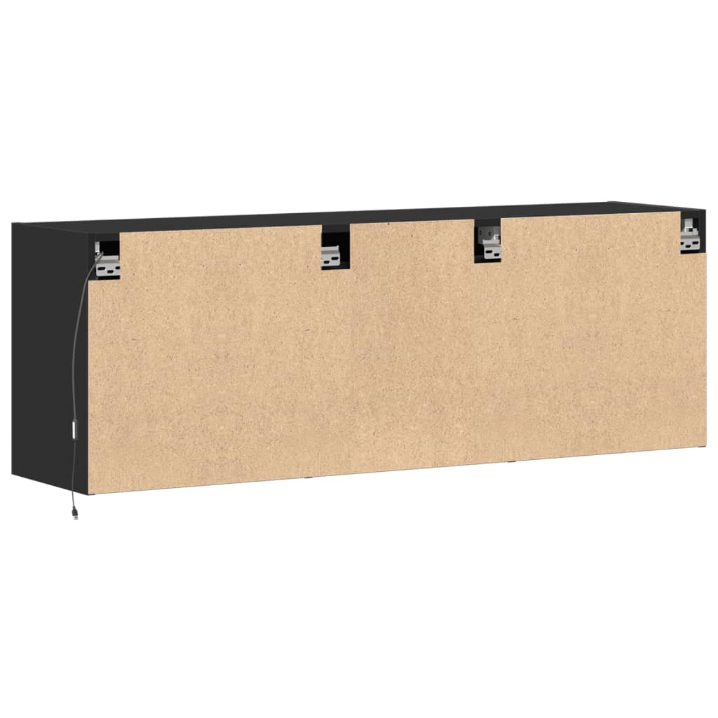 TV Wall Cabinet with LED Lights Black 130x31x45 cm