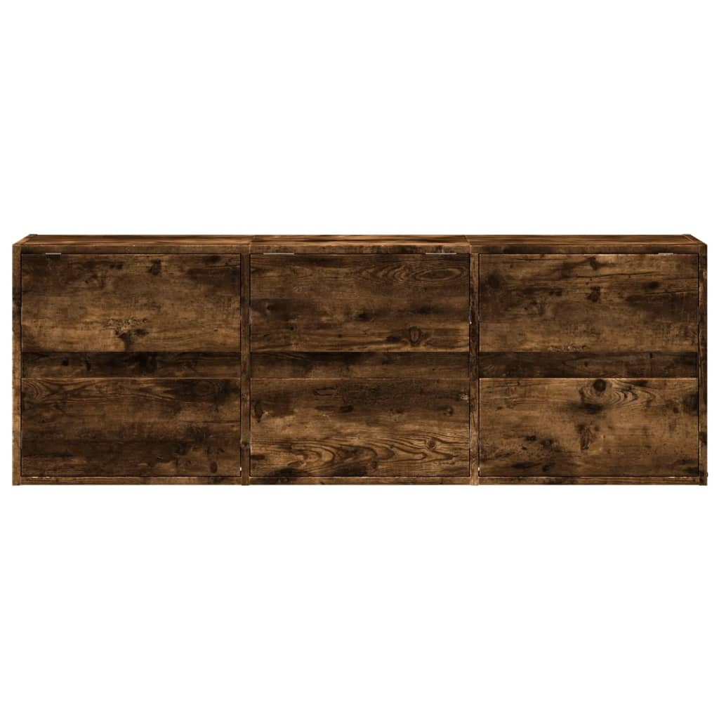 TV Wall Cabinet with LED Lights Smoked Oak 130x31x45 cm