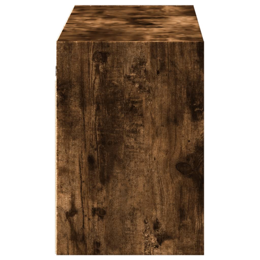 TV Wall Cabinet with LED Lights Smoked Oak 130x31x45 cm