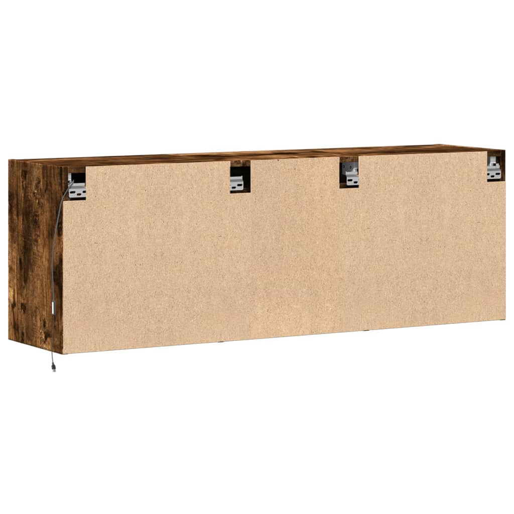 TV Wall Cabinet with LED Lights Smoked Oak 130x31x45 cm