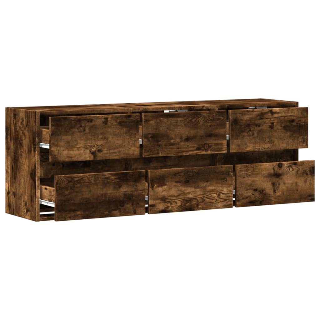 TV Wall Cabinet with LED Lights Smoked Oak 130x31x45 cm