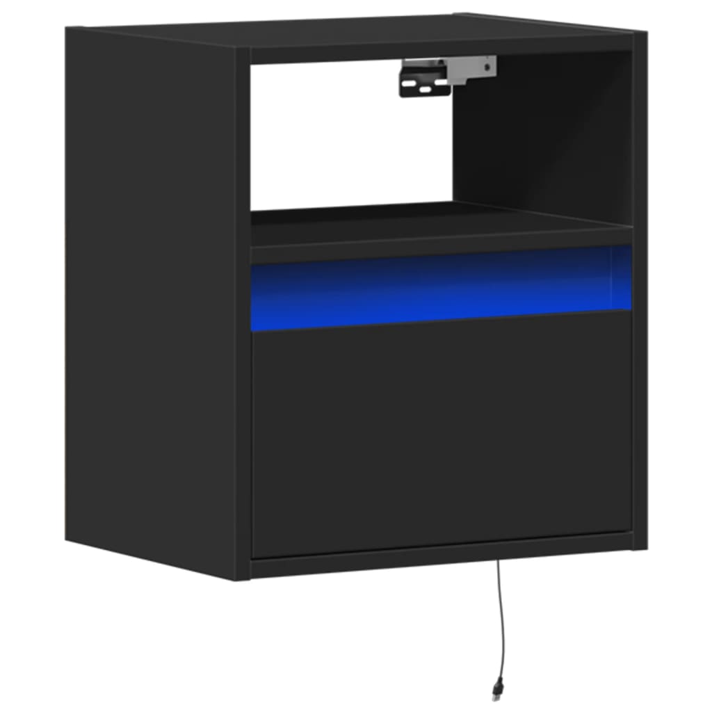 TV Wall Cabinet with LED Lights Black 41x31x45 cm