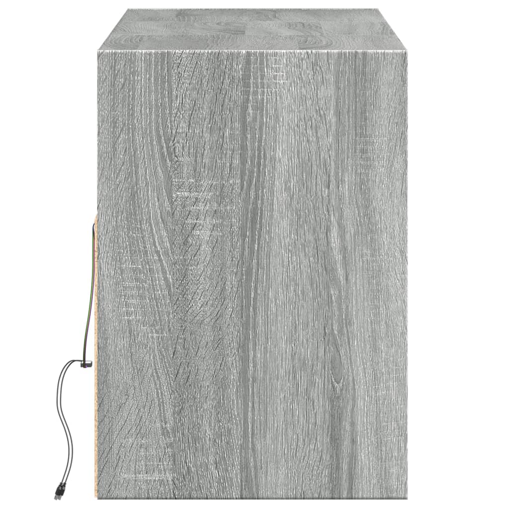 TV Wall Cabinet with LED Lights Grey Sonoma 130x31x45 cm