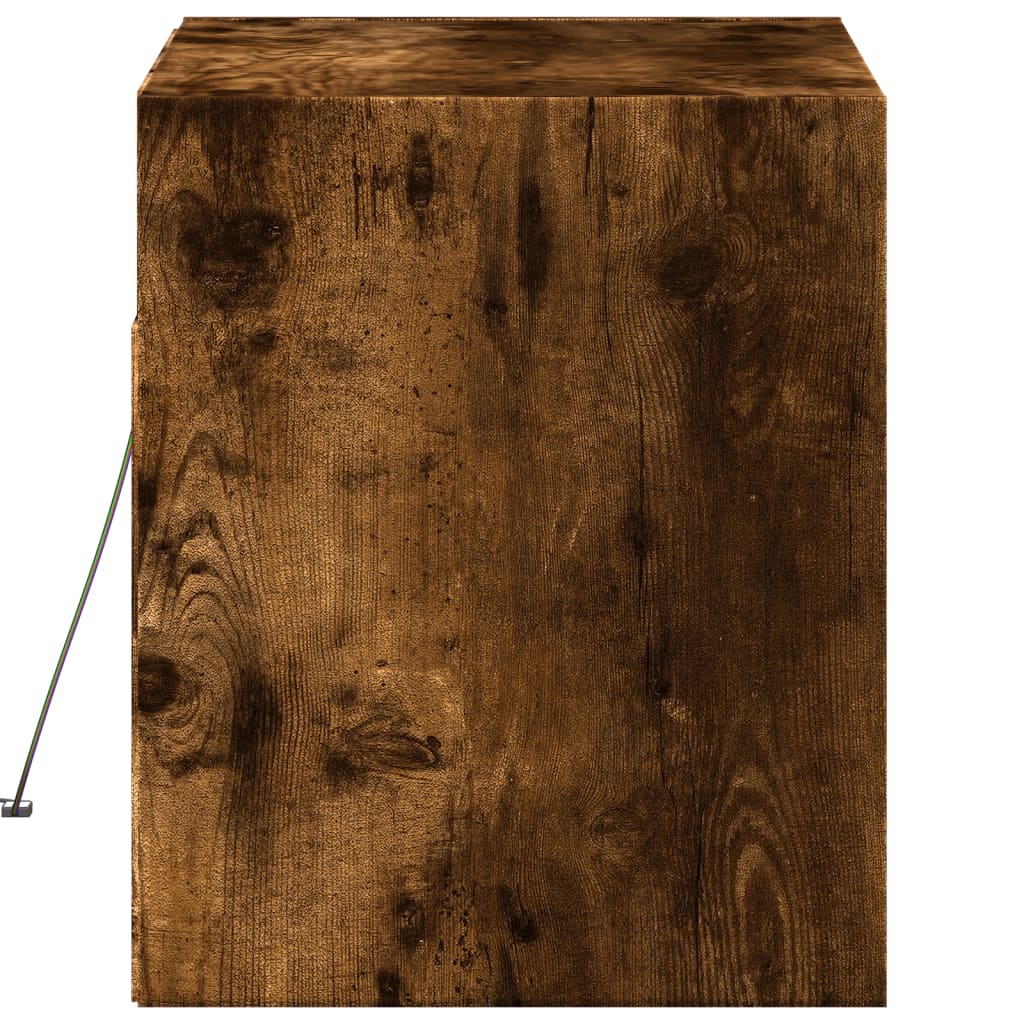 TV Wall Cabinet with LED Lights Smoked Oak 80x31x35 cm
