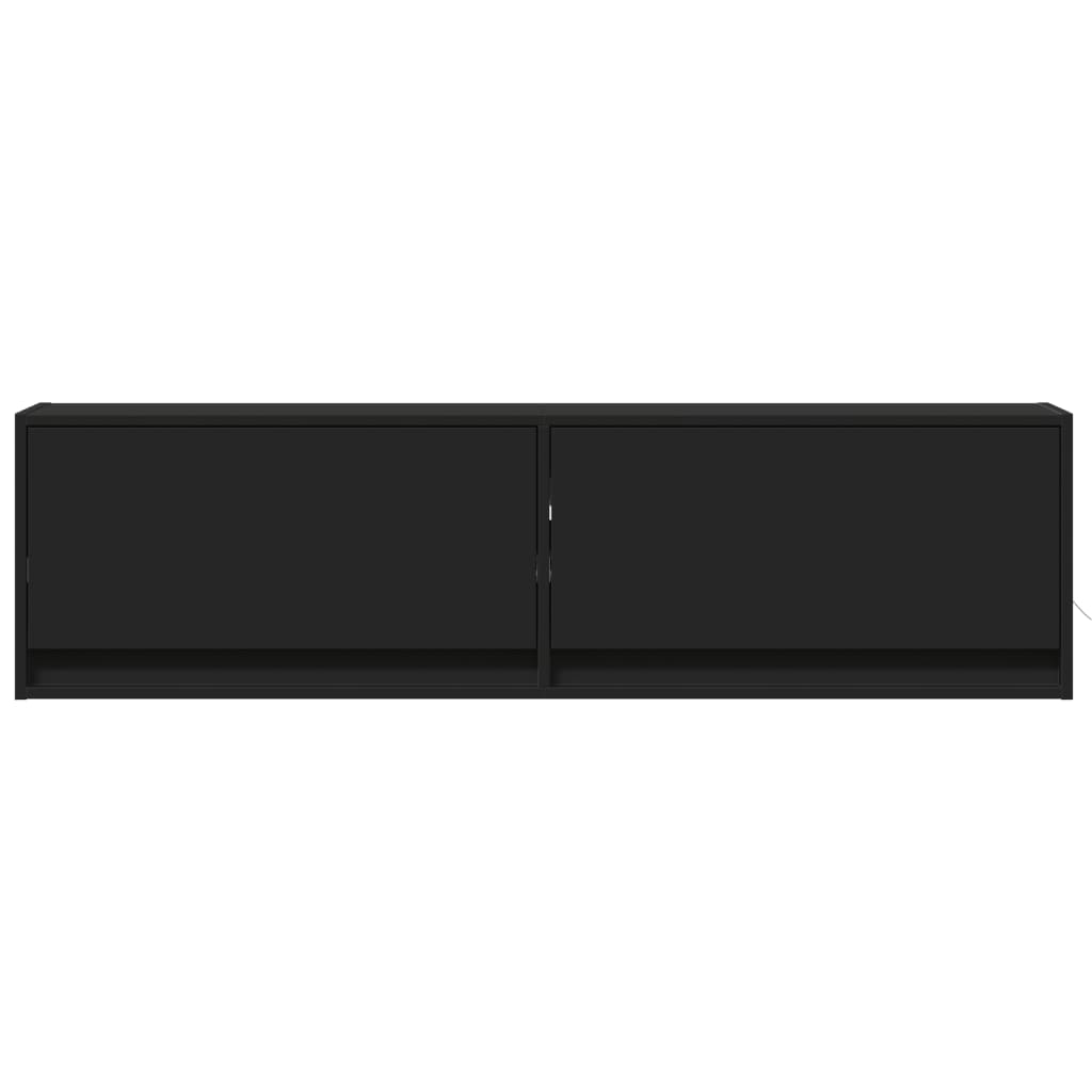 TV Wall Cabinet with LED Lights Black 140x31x38 cm