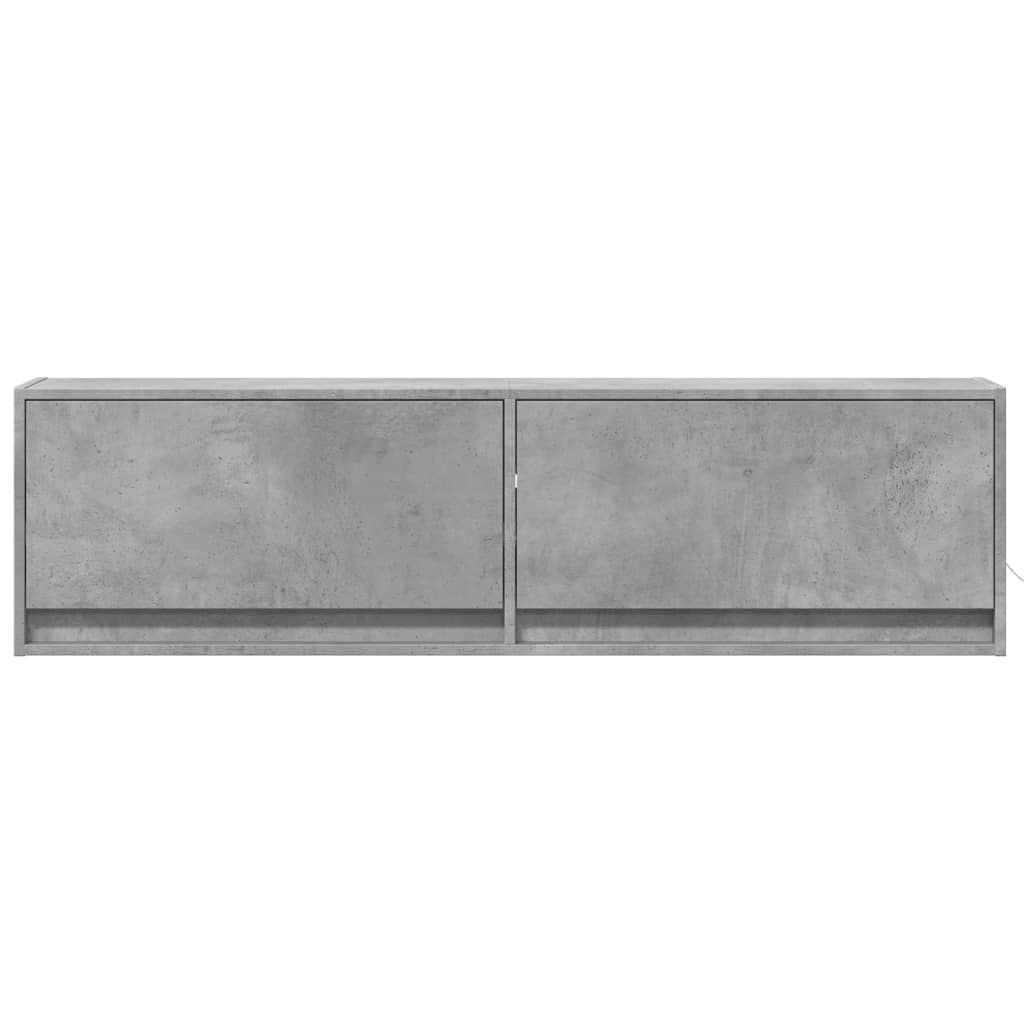 TV Wall Cabinet with LED Lights Concrete Grey 140x31x38 cm