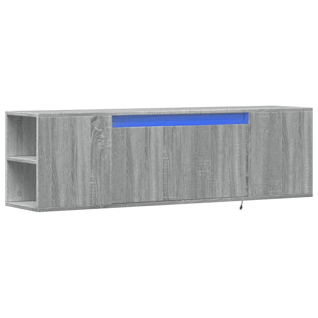 TV Wall Cabinet with LED Lights Grey Sonoma 135x31x39.5 cm