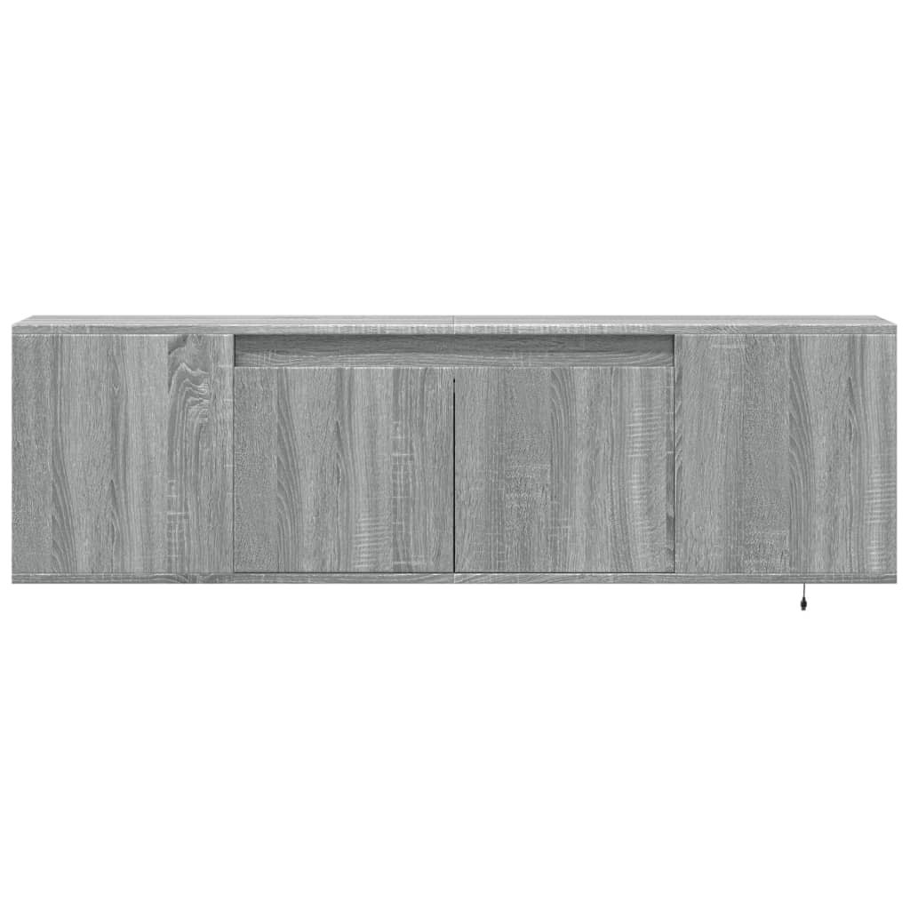 TV Wall Cabinet with LED Lights Grey Sonoma 135x31x39.5 cm