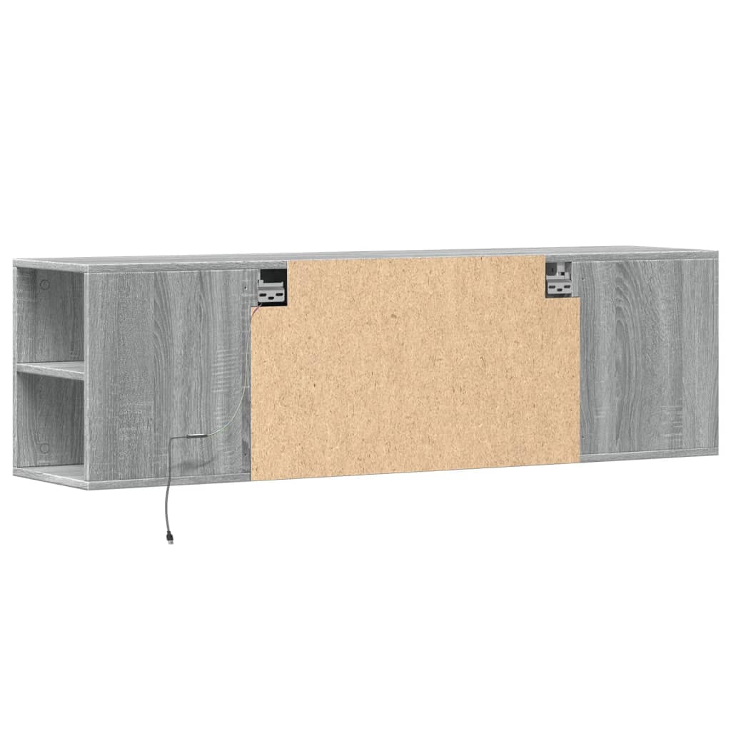 TV Wall Cabinet with LED Lights Grey Sonoma 135x31x39.5 cm