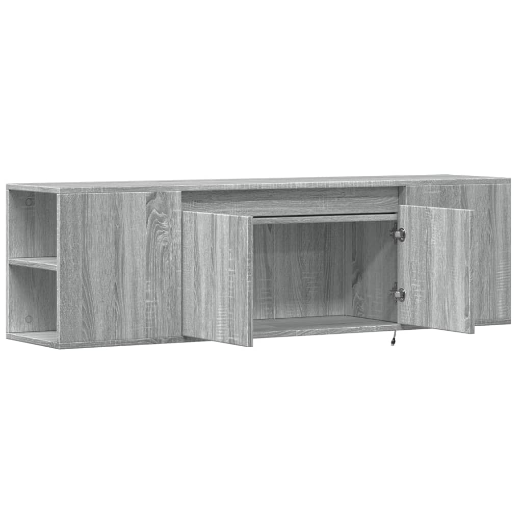 TV Wall Cabinet with LED Lights Grey Sonoma 135x31x39.5 cm