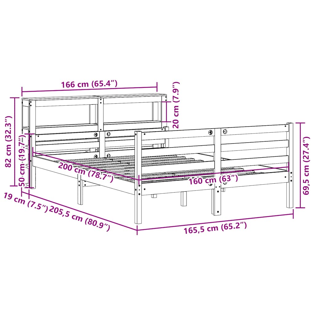 Bed Frame with Headboard without Mattress 160x200 cm